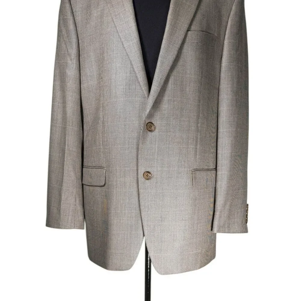 Ralph Lauren Mens Blazer 42L Beige Silk Wool 2 Button Sport Coat Jacket Lined
